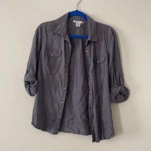 Long Sleeve Grey Button Down